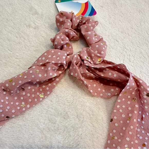 NWT Marta Scrunchie Bow Pink Sparkle Hair Tie - Picture 2 of 7